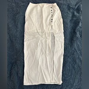 FANCO White Button Midi Skirt
